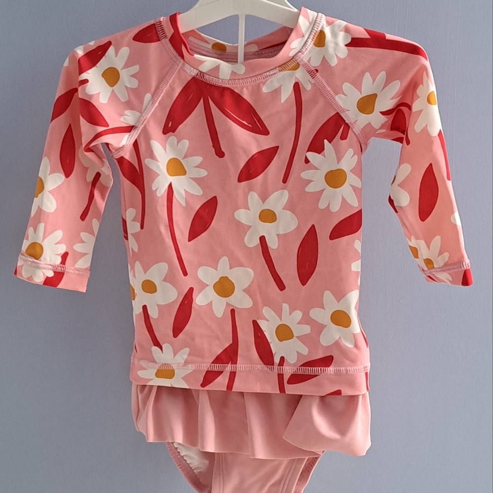 Floral swim with ruffle bottom